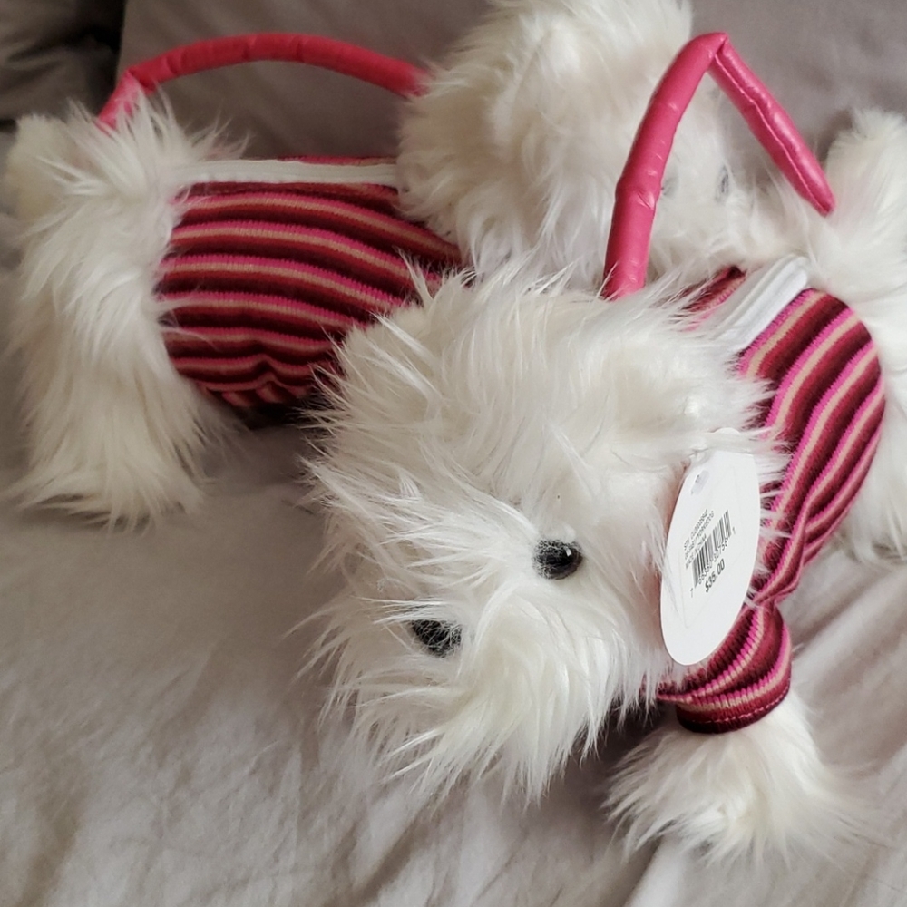 NWT White Yorkie plush purse